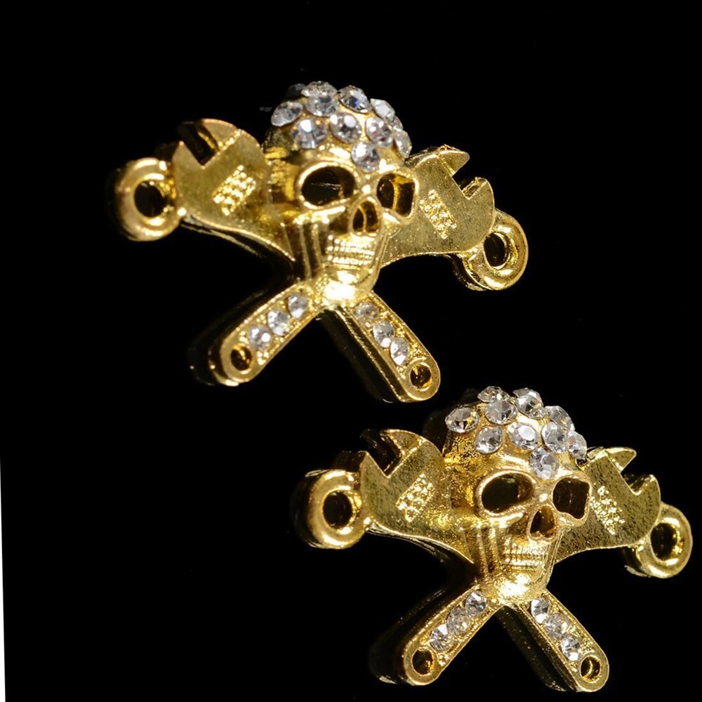 2884 30pcs Metal Skull Cross-Bone Connector Beads Crystal Inlay DIY Jewelry
